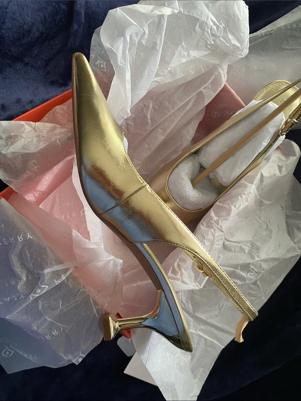 Katy Perry Collections Metallic Gold Pointed Toe Slingback Pump